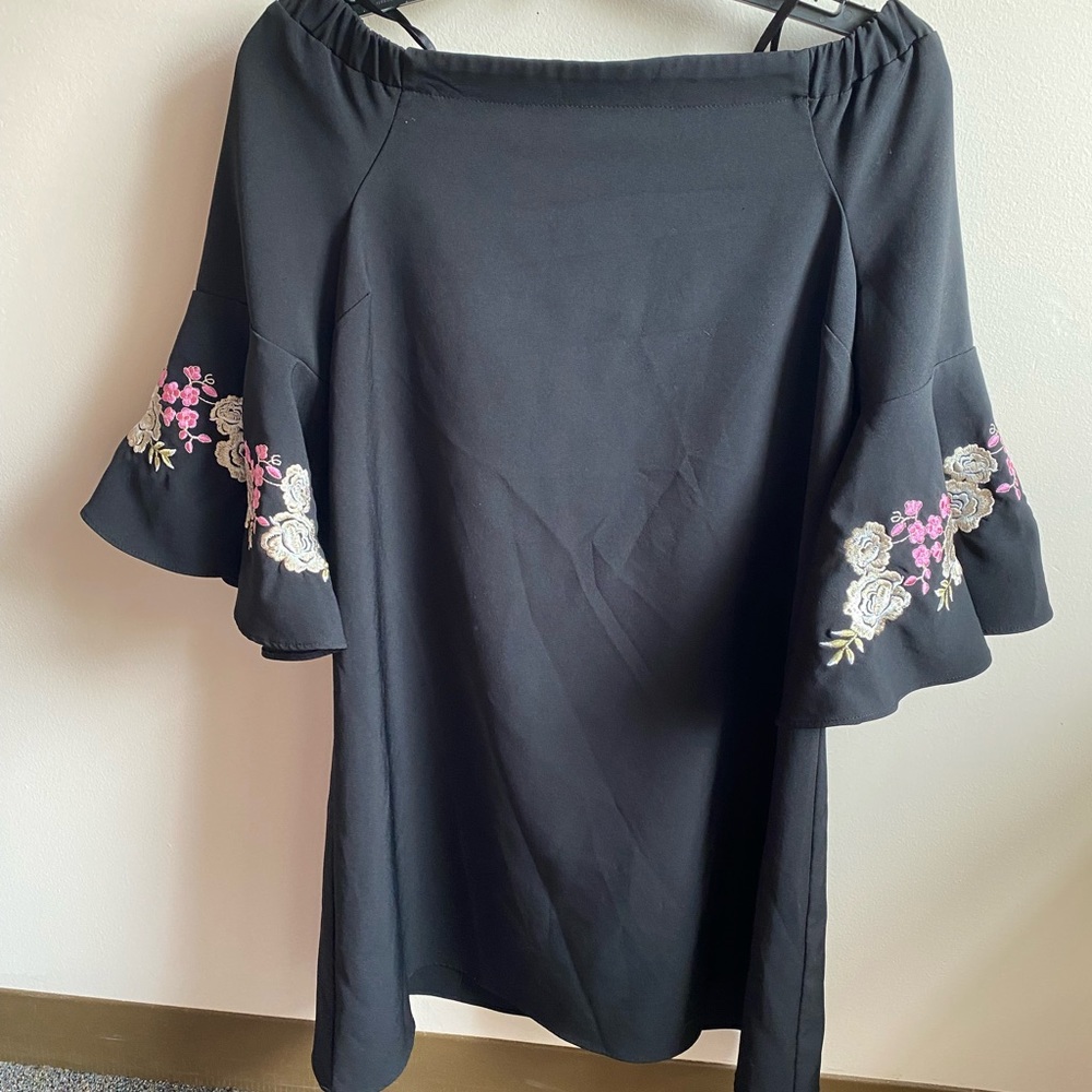 Jennifer Lopez Black Floral Formal mid Dress
